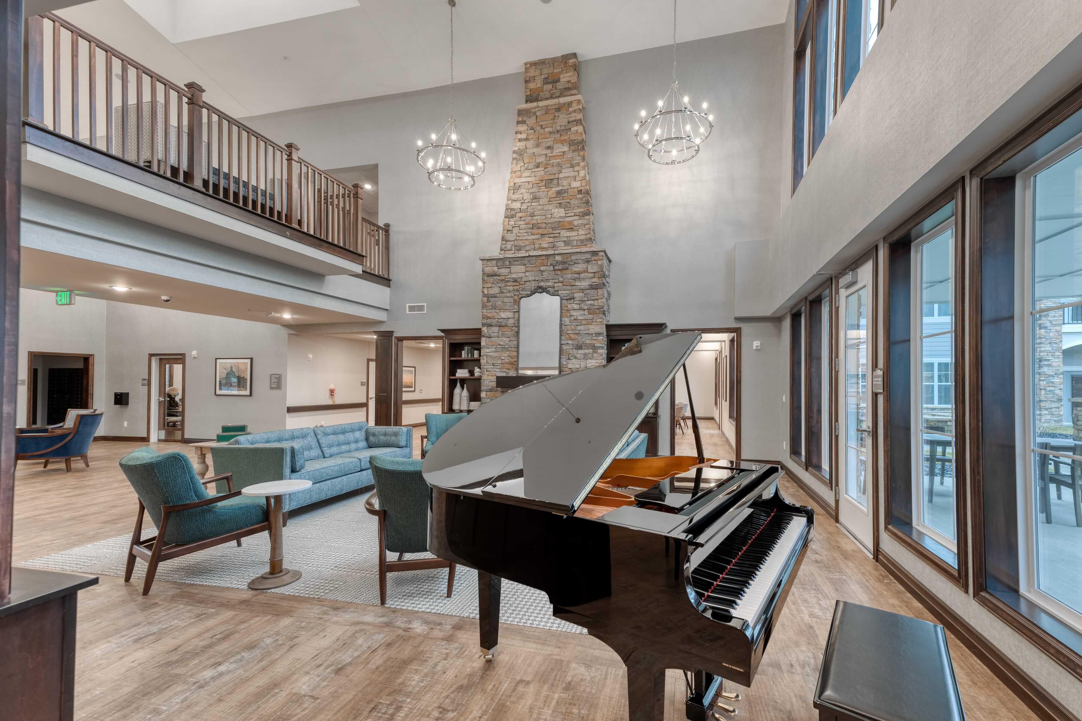 Residents can enjoy practicing piano in this open community space